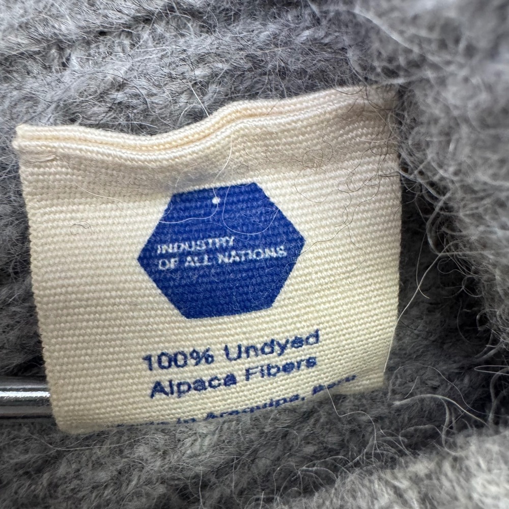 Industry of All Nations Beanie OS Gray 100% Undyed Alpaca Ribbed Knit Hat Peru - Picture 2 of 4